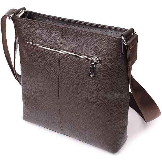 Стильна сумка через плече для чоловіків із натуральної шкіри Коричневий (GRANDE PELLE) Київ