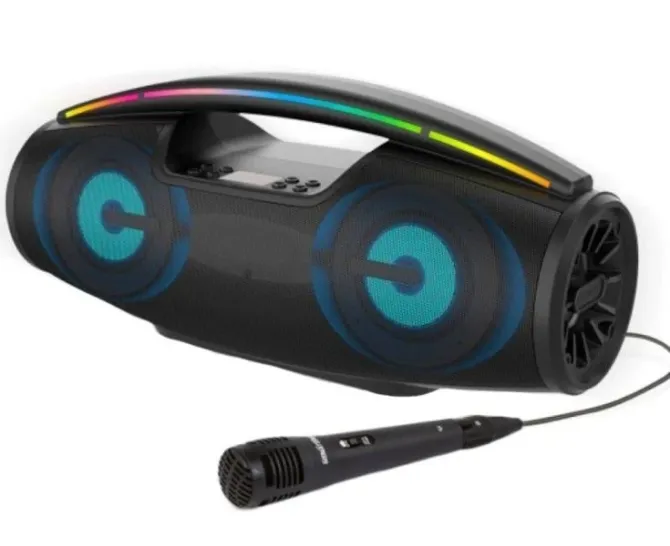Колонка музична портативна Bluetooth з мікрофоном B100, 40Вт, FM-радіо, USB, TF, AUX, LED підсвітка Київ - фото 8