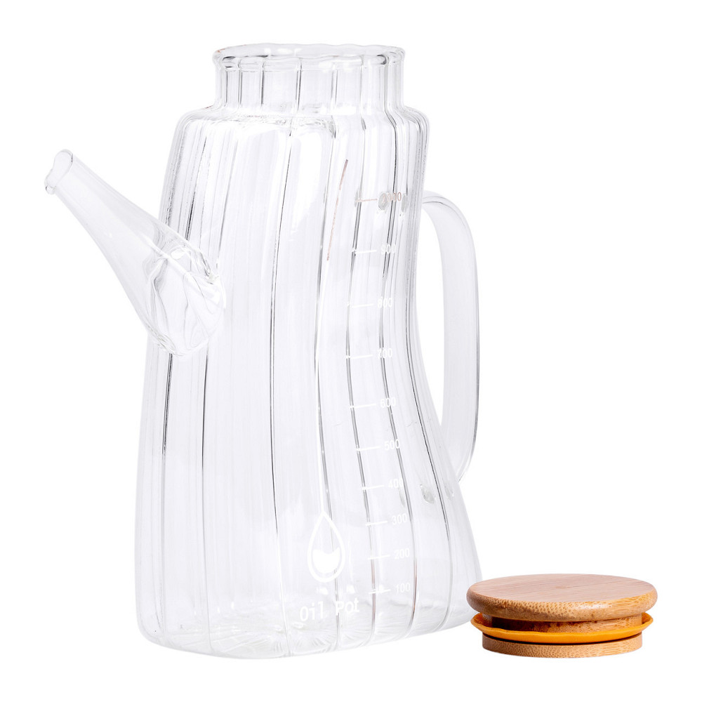 Скляна пляшка для олії 1 л HP-34-3 з ручкою та бамбуковою кришкою HP-34-3 Київ - фото 3