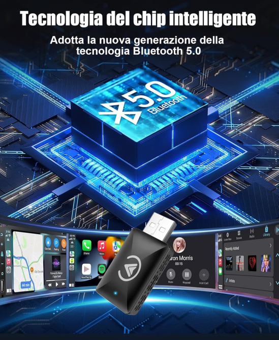 Бездротовий адаптер Robofun Carplay, Bluetooth 5.4, Бездротовий автомобільний Carplay, Без затримки, Стабільне з'єднання Київ - фото 5