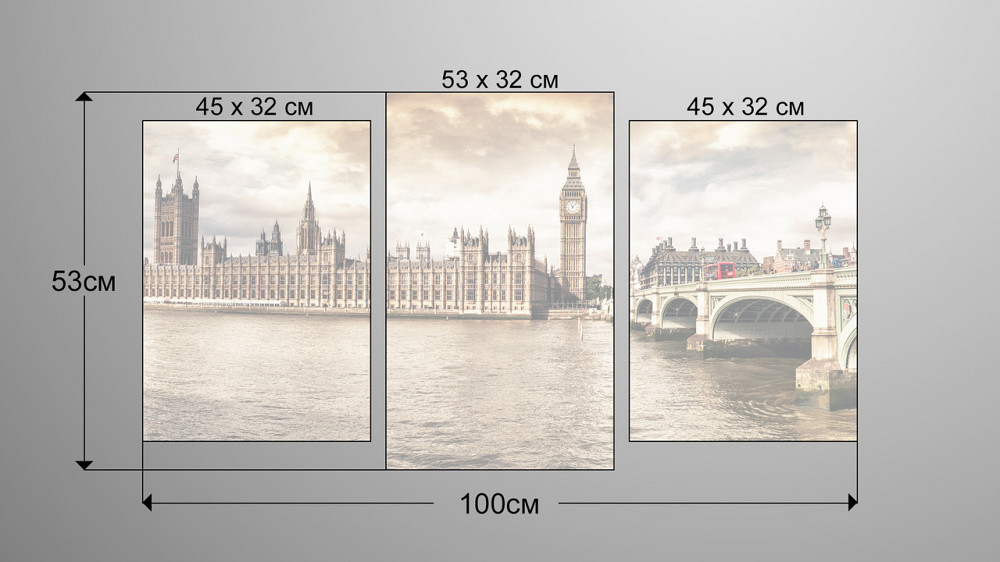 Модульна картина Лондон Модульна картина Лондон (53х100см) Art-197_3 Art-197_3 Київ - фото 3