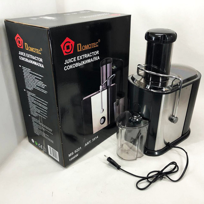 Подрібнювач для яблук Соковижималка низькошвидкісна Domotec MS-5221 1000 W, Соковижималка XS-708 для помідорів Київ - фото 3
