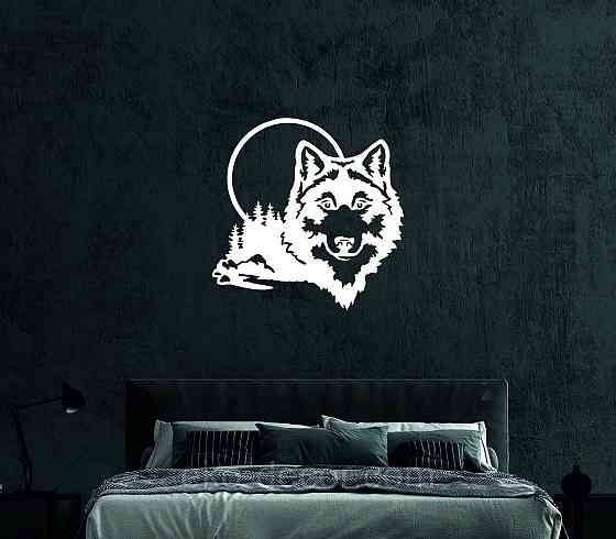 Декоративне настінне Панно «Вовк», Декор на стіну 90*90 см, Білий Київ