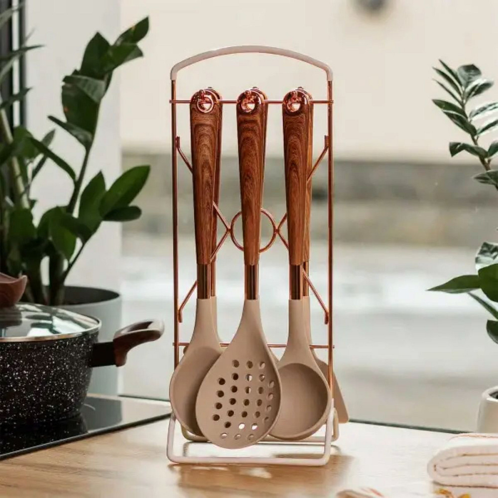 Набір кухонного приладдя на підставці 6 штук кухонні аксесуари Дерево YRUR8 Коломыя - изображение 2