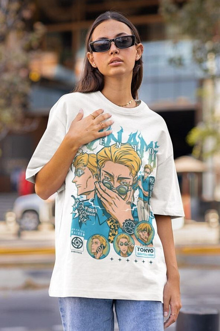 Футболка з аніме принтом Магічна битва оверсайз (S/M/L) Чорний AnimeJ1120 Дніпро - фото 2