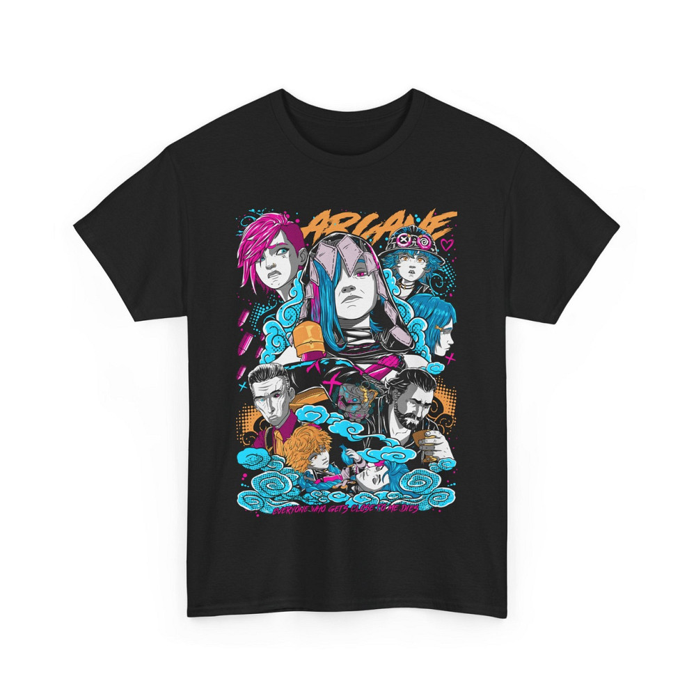 Футболка з аніме принтом Джінкс Аркане Джапанесе Аніме оверсайз (S/M/L) Чорний AnimeJ0369 Дніпро - фото 4