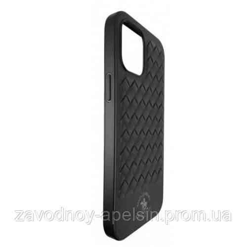 Iphone 15 Pro Max Шкіряний чохол Плетенка Polo (чорний) Одеса
