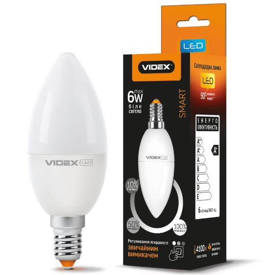Лампа LED C37eD3 7W E14 4100 К 220 Videx Житомир