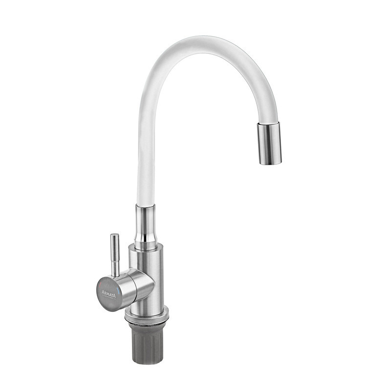 Кухонний змішувач Armata SUS-011 REFL.WHITE з силіконовим виливом з нержавіючої сталі (CH6562) Харків - фото 4