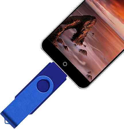 Флеш-накопичувач 717308976615 Синій 512GB USB 2.0 металевий поворотний корпус високошвидкісний для ПК/Android/зберігання файлів Київ