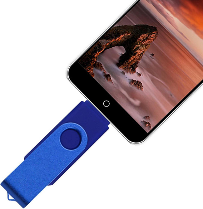 Флеш-накопичувач 717308976615 Синій 512GB USB 2.0 металевий поворотний корпус високошвидкісний для ПК/Android/зберігання файлів Київ - фото 2
