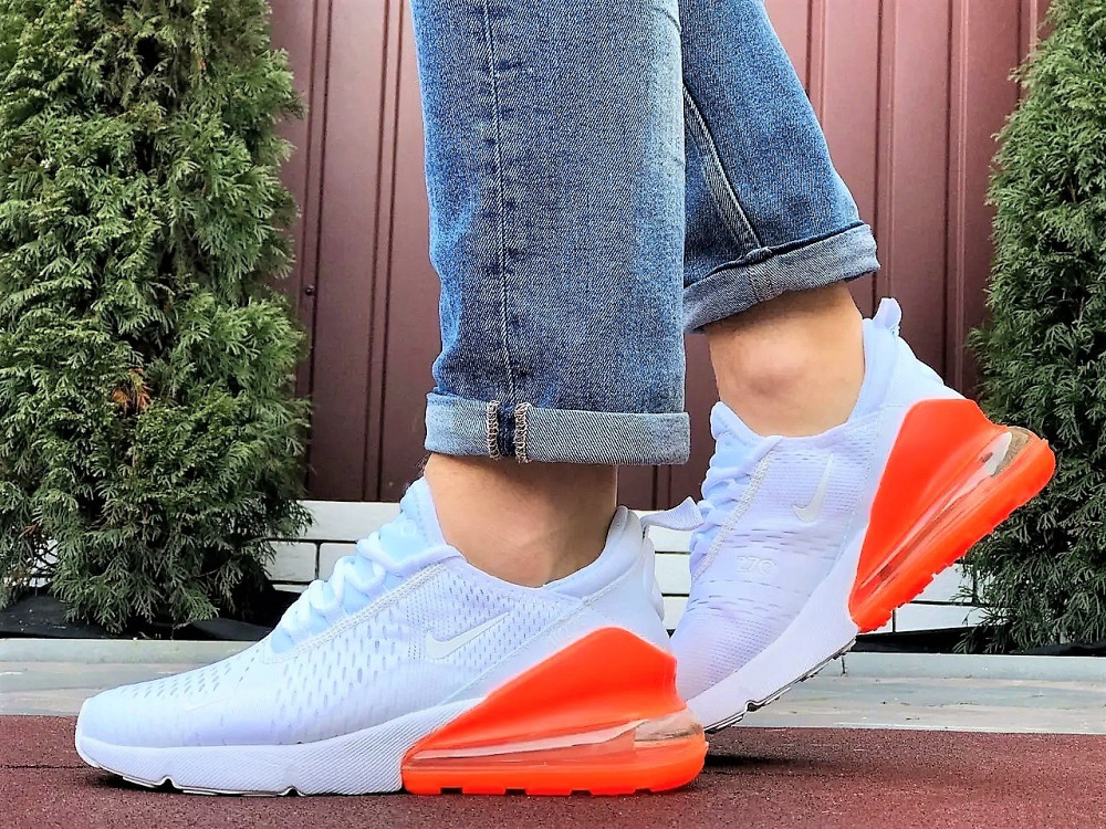 Кросівки Nike 270 Чоловічі Білі з Амортизацією Червоні Жовтогарячі Найк (розміри: 41,42,43,44,45) Дніпро - фото 6