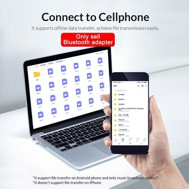USB Bluetooth адаптатор Orico бездротової передавач bluetooth 5.0 для BTA-508-WH (Білий) Николаев - изображение 6