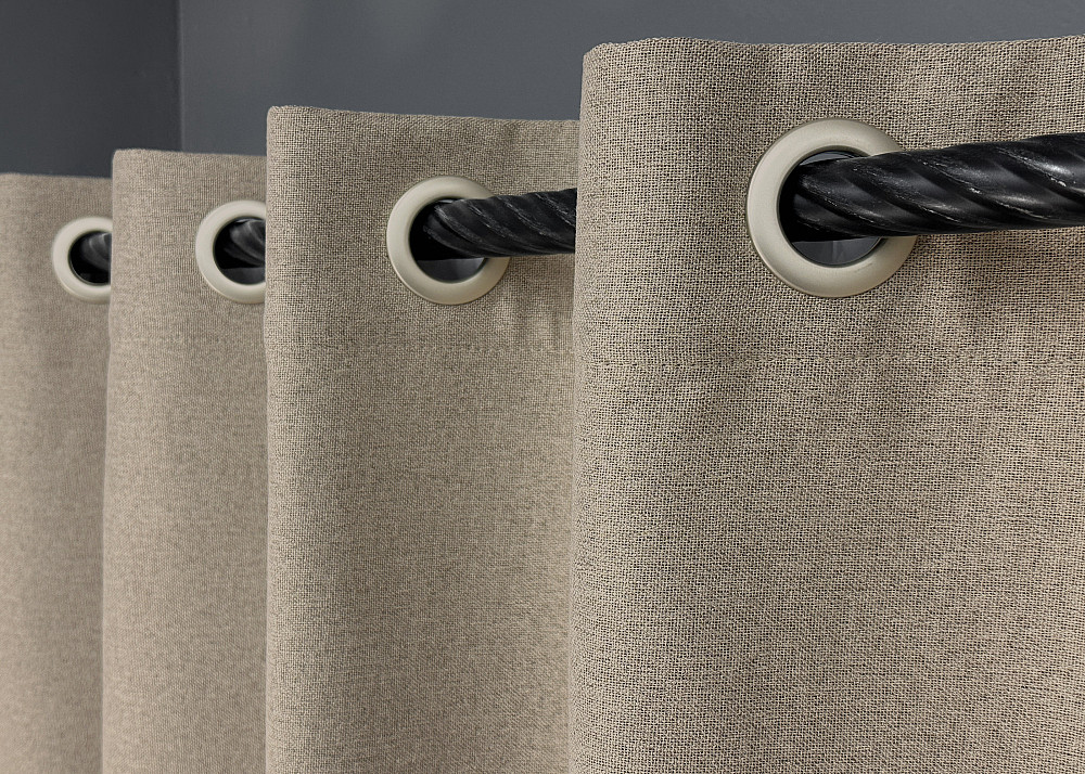 Комплект штор на люверсах VR-Textil Блэкаут двусторонний ASHEN NIGHT № 1853ш Бежевый 150х270 см 2 шт (37-0293) Киев - изображение 6
