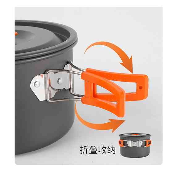 Набор туристической посуды (кастрюля с крышкой, сковородка, 2 тарелки, ложка, черпак и губка) BRS-151, алюминий Киев