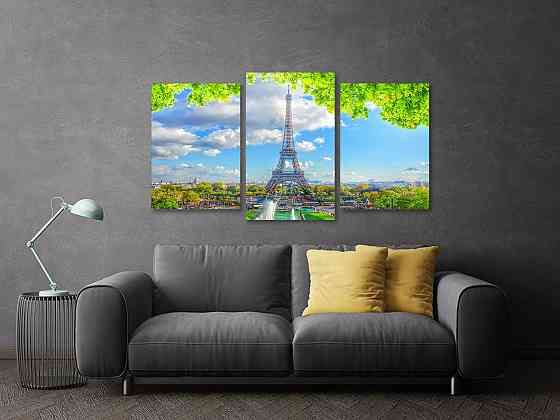 Модульная картина в гостиную / спальню  Ейфелева вежа Art-645_3 70x130 см Киев
