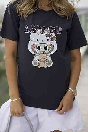 Трендова футболка жіноча з принтом Labubu Little Wild Батал Київ