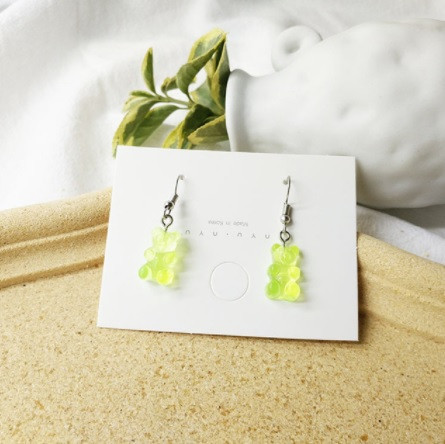 Детские сережки мишки салатовые - размер серьг 1,6*1см, смола Киев - изображение 1