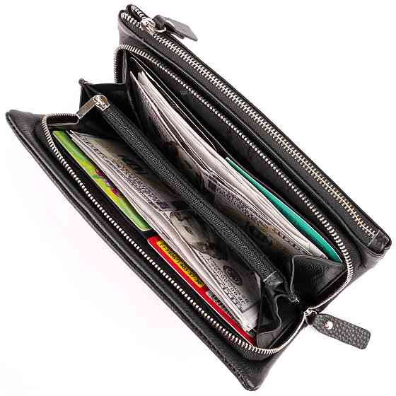 Кошелек-клатч из кожи с карманом для мобильного ST Leather 19310 Черный Киев