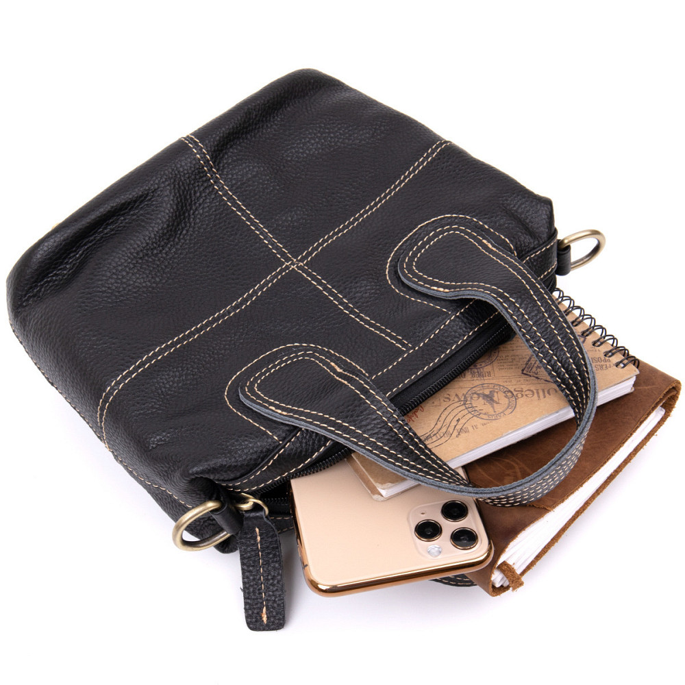 Сумка жіноча на блискавці флотар Vintage 20407 Чорна Київ - фото 6