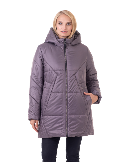 Теплая женская зимняя куртка большие размеры лиловый Киев - изображение 1