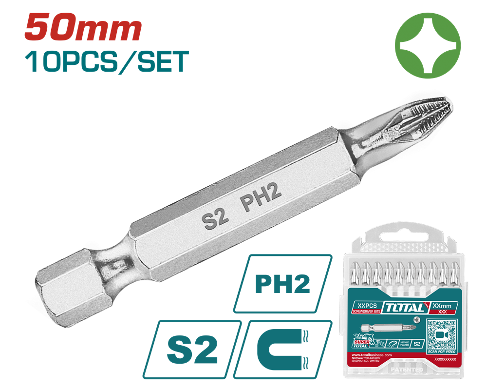 Отвертные насадки TOTAL TAC16PH223, PH2, 50 мм, 10 шт (7090267) Киев - изображение 1