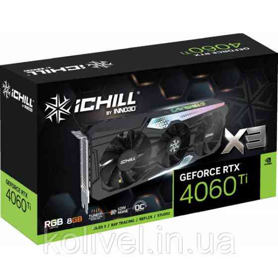 GeForce RTX4060 Ti Inno3D iChill X3, 8GB GDDR6, 128bit, PCI Express 4.0 X8 (C406T3-08D6X-17113389) Киев