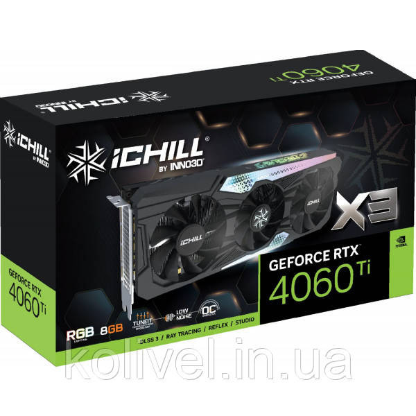 GeForce RTX4060 Ti Inno3D iChill X3, 8GB GDDR6, 128bit, PCI Express 4.0 X8 (C406T3-08D6X-17113389) Киев - изображение 2