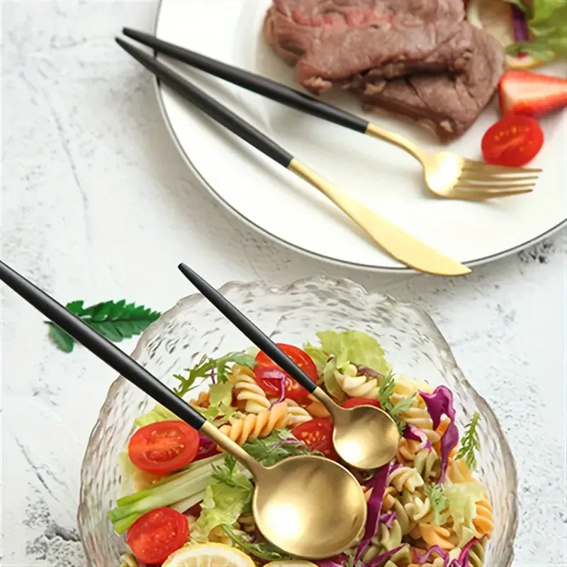 Набір столових приборів 24 предмети, золото-чорний Київ - фото 3