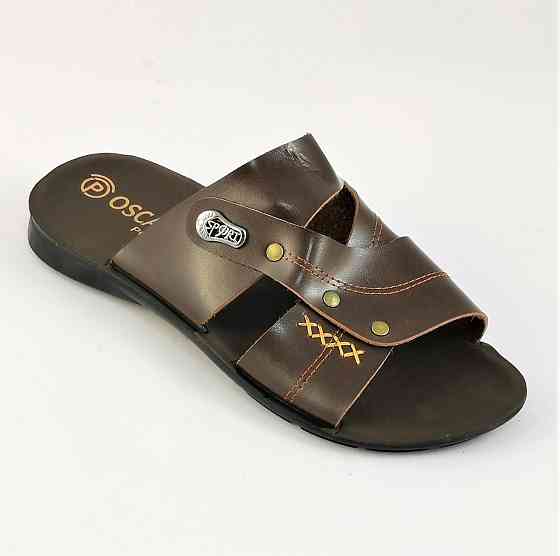 Мужские Шлёпанцы Тапочки Сланцы Коричневые Кожаные (размеры: 41,42,43,44,45) Днепр