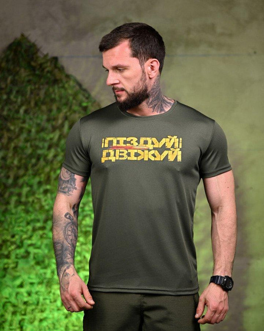 Тактична потовідвідна футболка Двостуй oliva ПП7718 Одеса - фото 1
