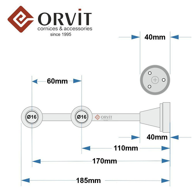 Тримач Orvit ЛИТИЙ дворядний до стіни 16\16 мм ЗОЛОТО Львов - изображение 2