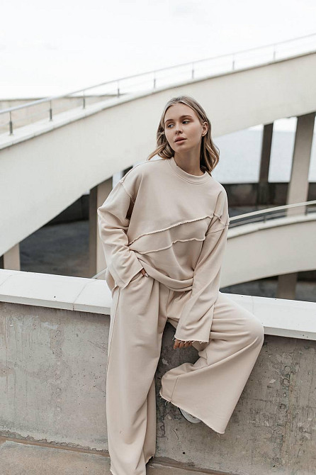 Женский стильный оверсайз костюм двойка: кофта и штаны турецкая трехнить петля пенье Таш Одесса - изображение 5