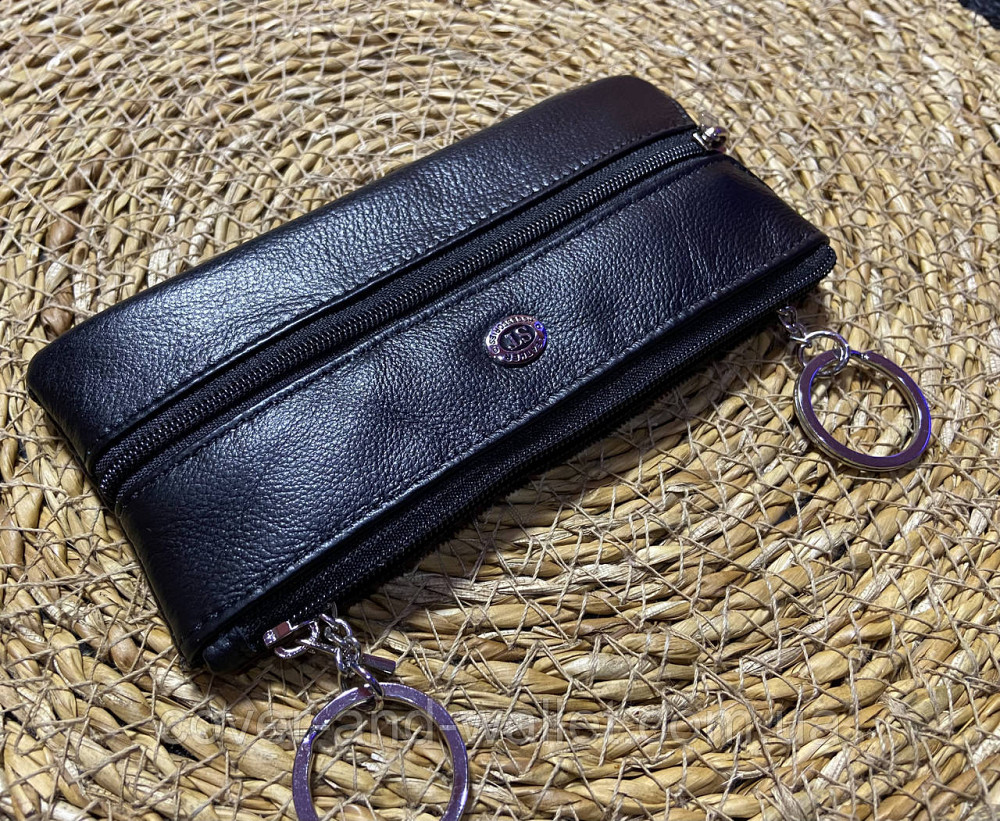 Вместительная кожаная ключница с карабинами под каждый ключ черного цвета ST 450 Киев - изображение 10