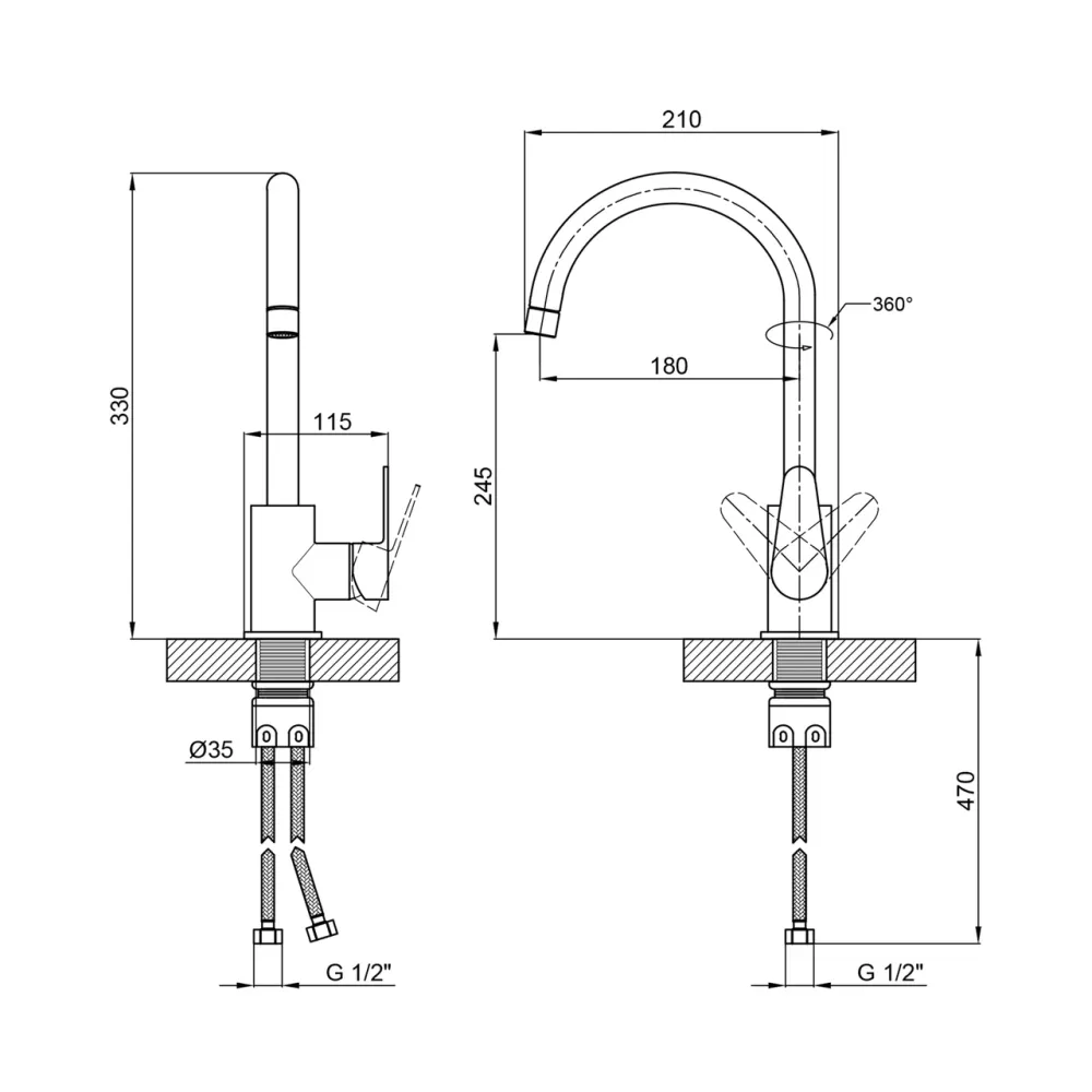 Смеситель для кухни Lidz Vida 015F (k35) LDVID015FNKS43355 Nickel Киев - изображение 2