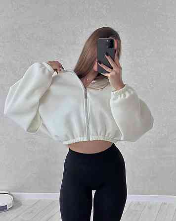 Жіноча стильна та тепла зіп-худі оверсайз трьохнитка на флісі Одеса