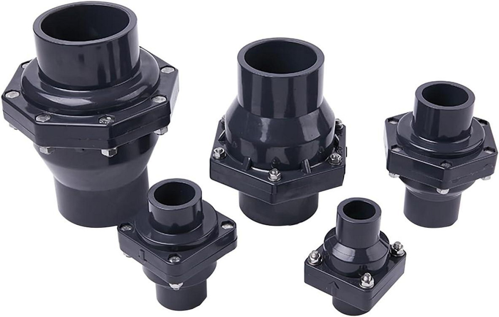 Зворотний клапан ПВХ DN32 (40 мм) з подвійним з’єднанням для труб під тиском, фітинг для зварювання розчинником для напірної труби Київ - фото 6