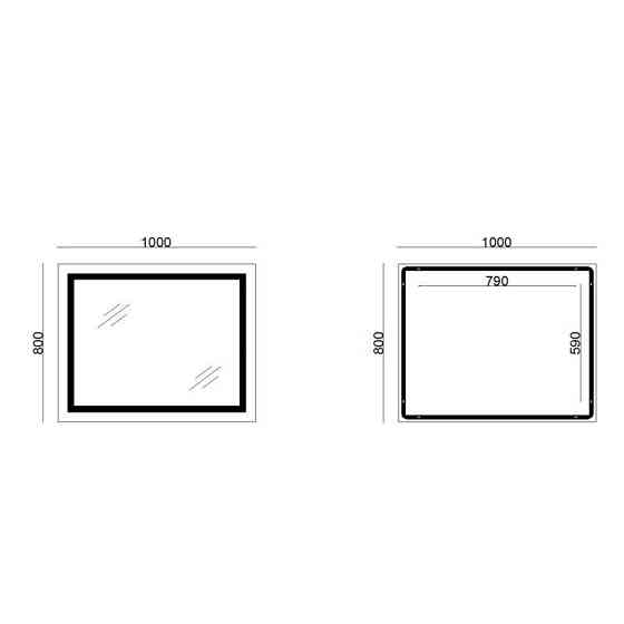 Дзеркало прямокутне для ванної Lidz Kubis 1000х800 з LED-підсвіткою Touch, з антизапотіванням LD78LF61410080 Харків