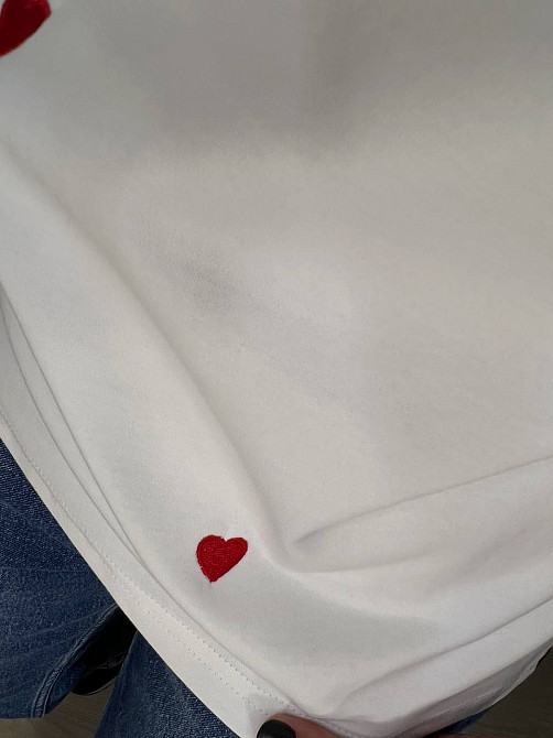 Футболка женская A-N 27008 базовая с вышивкой сердца, белый, one size Киев - изображение 10
