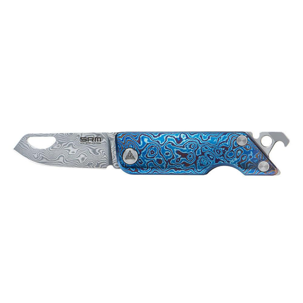 Ніж складаний кишеньковий SRM 6435, (4.1 см) Damascus / Titanium блакитний Київ - фото 6
