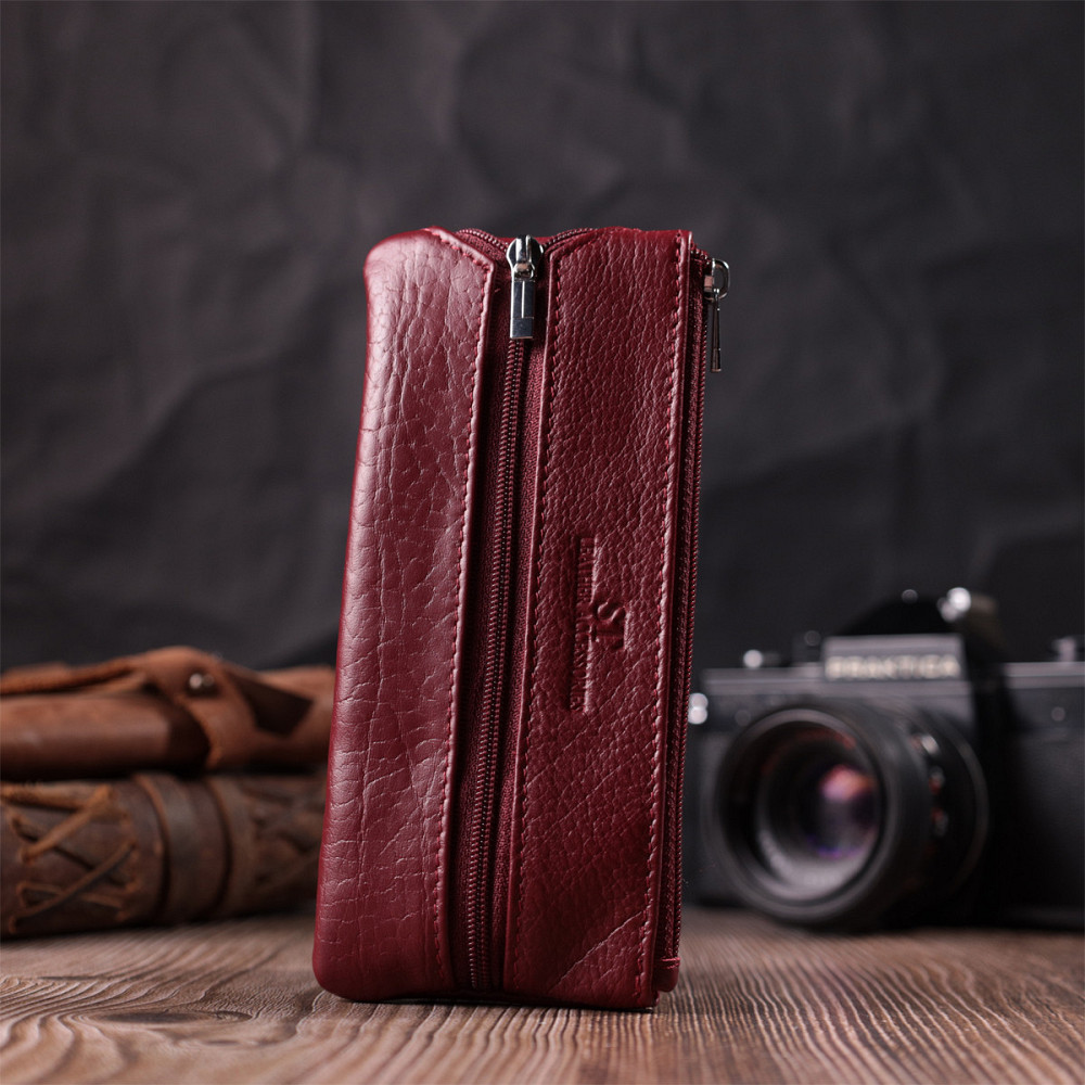Шкіряна ключниця на блискавці Бордовий (ST Leather) Київ - фото 2