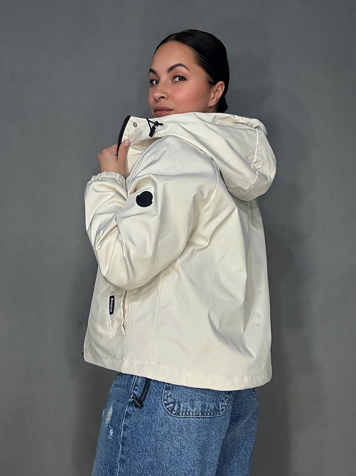 Куртка женская YZY 30128 ветровка оверсайз с капюшоном на подкладке one size, молочний, one size Киев - изображение 10
