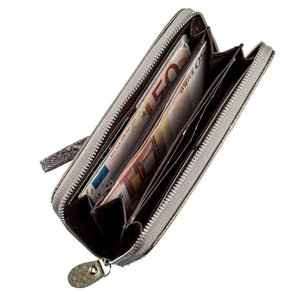 Гаманець жіночий на одну блискавку з екокожі лаковий KIVI 19033 Сірий Київ - фото 3