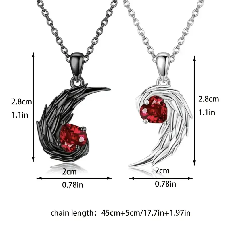 Парні підвіски “Крила з серцем” — набір із 2 кулонів (чорний + сріблястий) Київ - фото 5