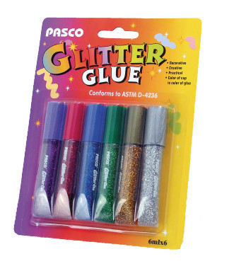 Клей з глітером "Pasco"  6кол  6мл F-001-4, шт Київ - фото 1
