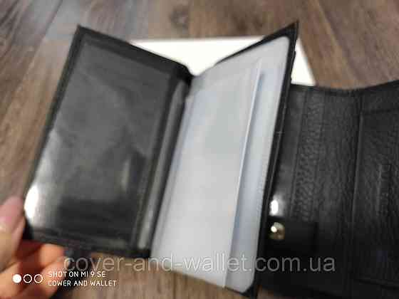 Мужское черное кожаное портмоне с отделением для документов ST Leather 101 Киев