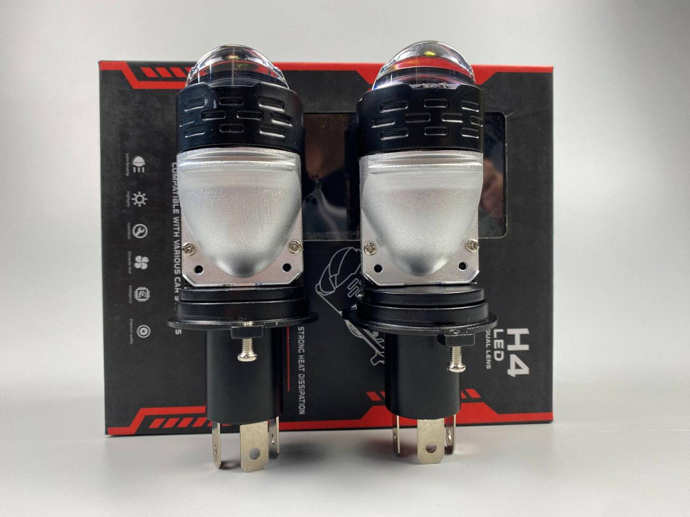 Лампа світлодіодна комплект 2 шт 12 V 65 W set (реальних ватів) LED + подвійна лінза + чітка світлотінева гр Мукачево - фото 6