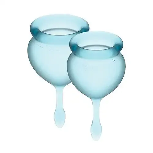 Набір менструальних чаш Satisfyer Feel Good (light blue), 15мл і 20мл, мішечок для зберігання Львов - изображение 1
