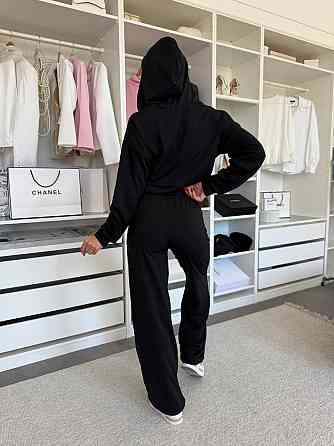 Женский прогулочный костюм двойка: зип худи и штаны двунитка Черный, 42/44 Одесса