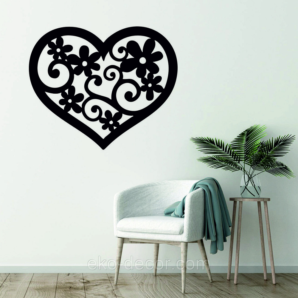 Декоративное настенное Панно «Сердце» Декор на стену 70*58 см, Черный Киев - изображение 4